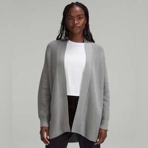 Lululemon‎ Merino Wool Ribbed Long Wrap Cardigan Sweater in Gray Women's Size 8